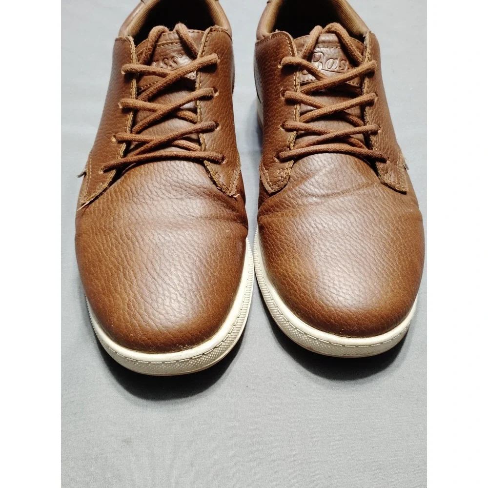 Bass Shoes Men 10 Brown Peeble Leather Lace Up Classic Old Money Dress Shoes EUC
